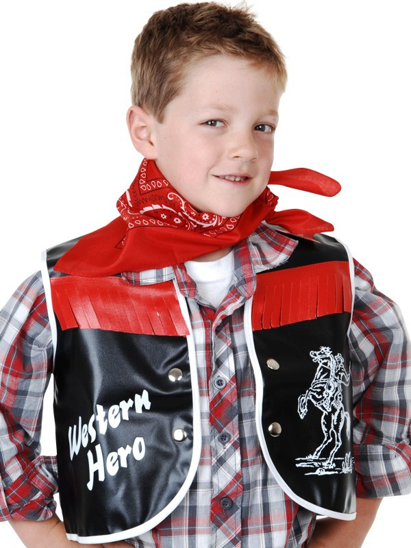 Cowboy Vest Black with Bandana Child
