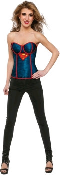 Supergirl Fishnet Overlay Corset Women's Costume